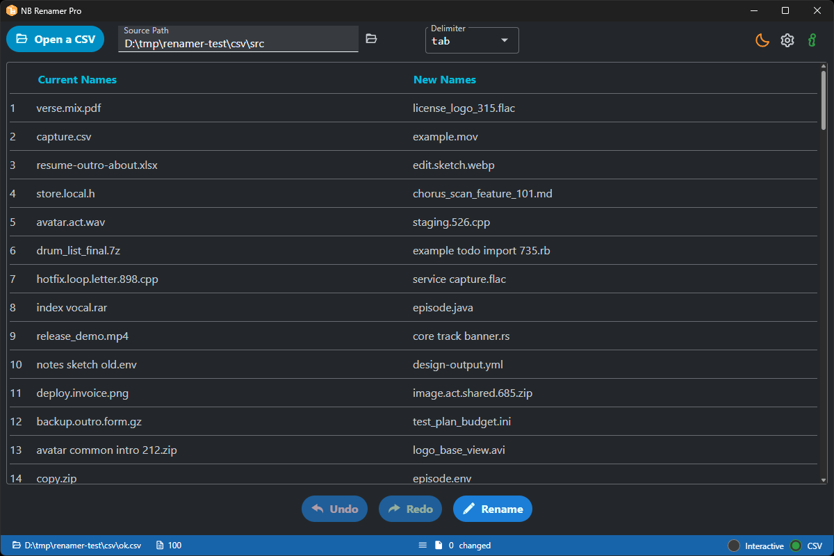 CSV mode interface